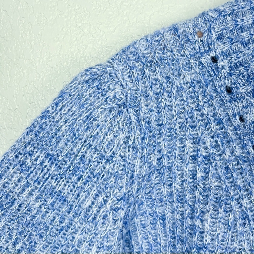 Scotch & Soda Alpaca Blend EUC Loose-Knit Puff Shoulder Heather Blue Sweater L - Picture 6 of 12